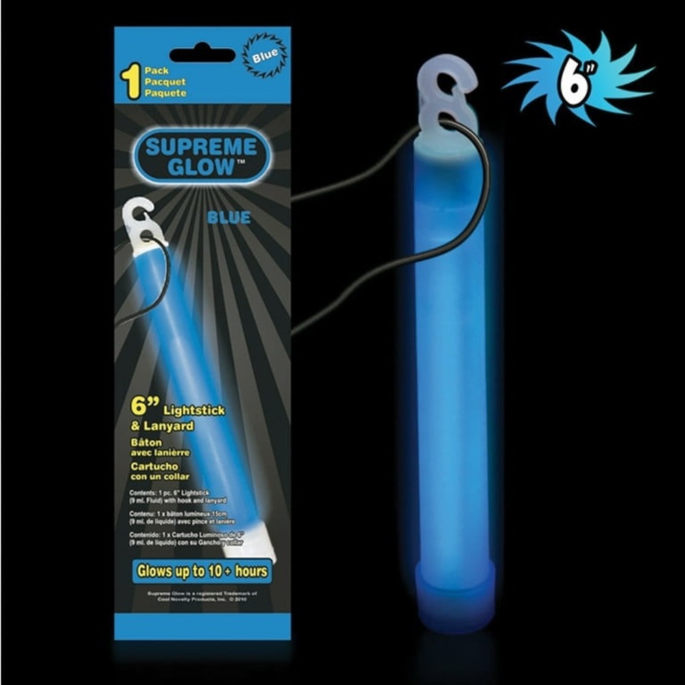 Supreme Glow Blue Lightstick with Lanyard 6" NWT